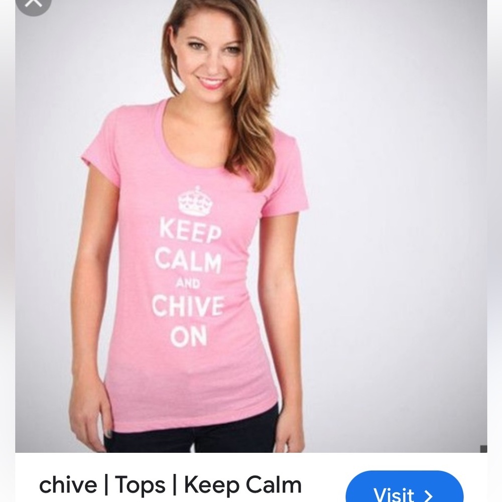 Y2K KEEP CALM AND CHIVE ON T-shirt size XL fitted coral